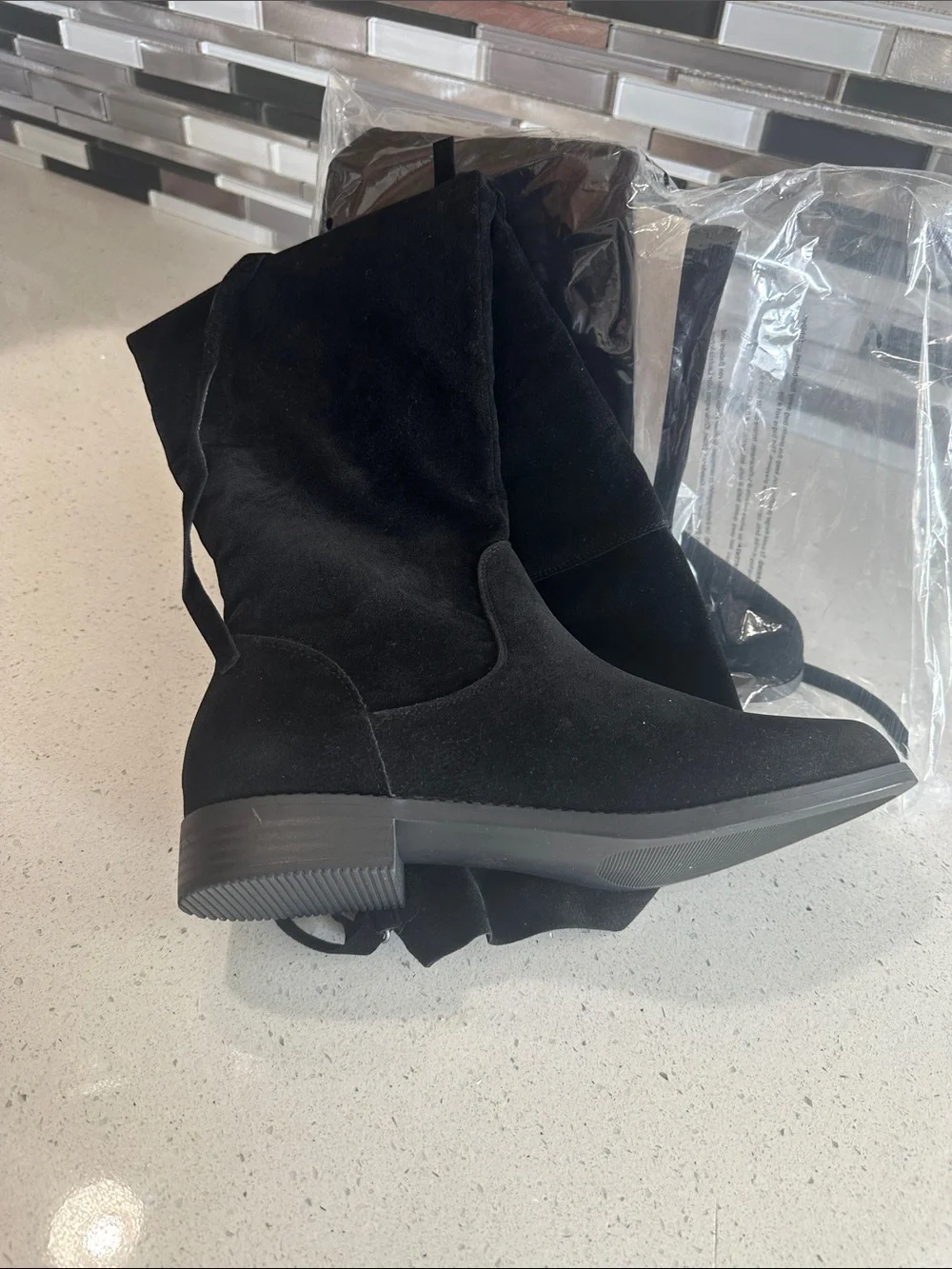 Women's Black Over-the-Knee Lace-Back Boots